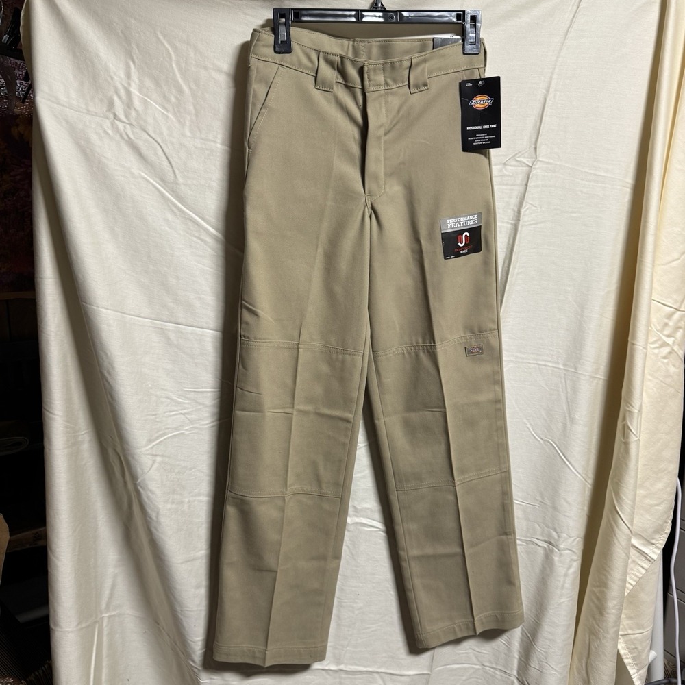 Dickies Boy's Beige Flat Front Relaxed Fit Pants Size 14 NEW ADJUSTABLE WAIST